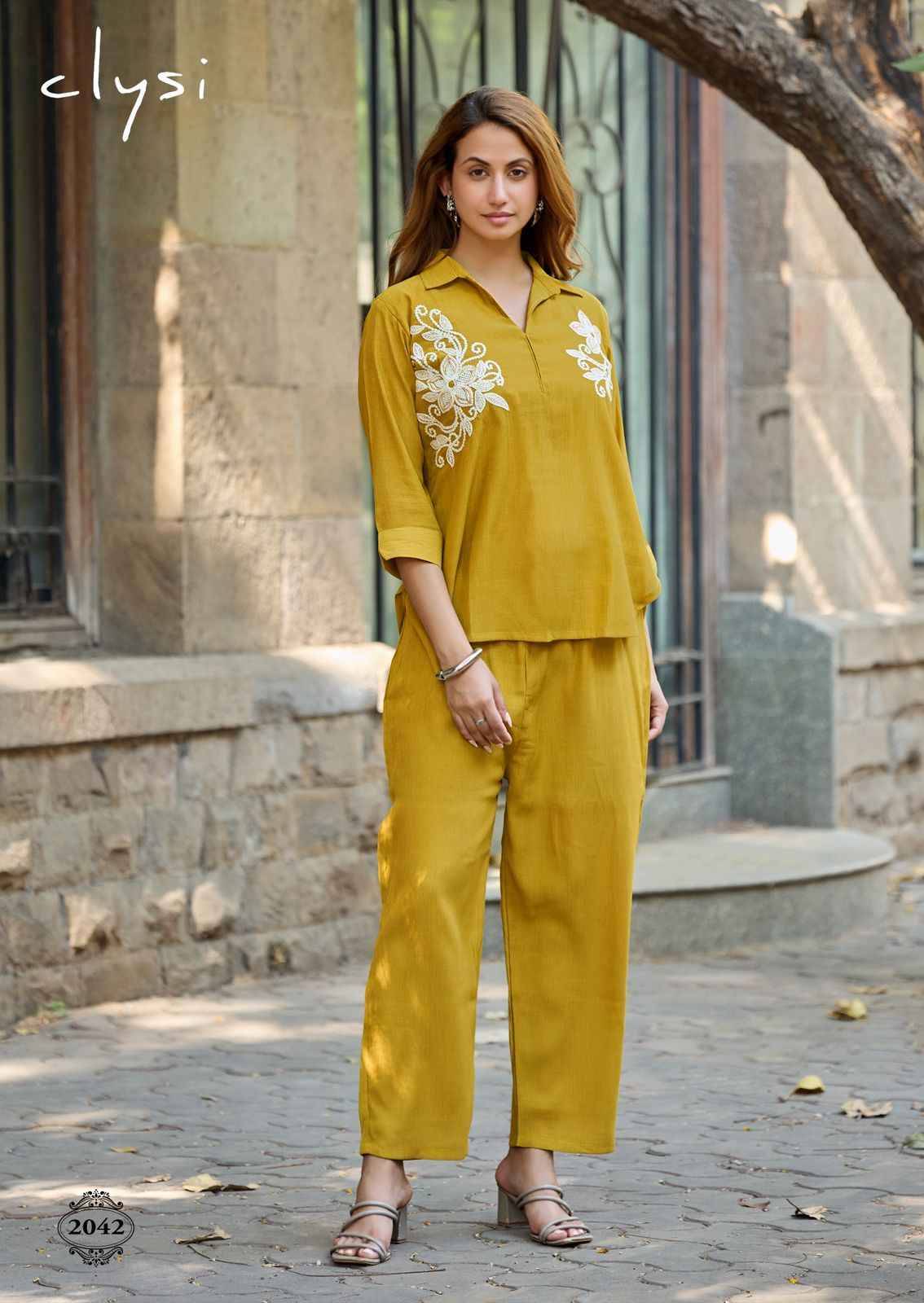 Avira By Clysi 2037 To 2042 Series Designer Collection Viscose Co-ord Set At Wholesale Price